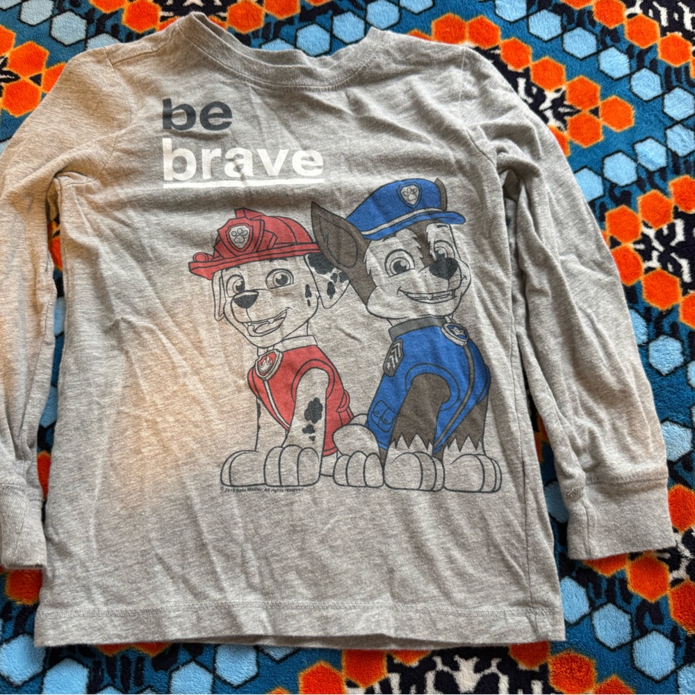 Nickelodeon Paw Patrol Boys Cotton Long Sleeve Tee Marshall & Chase Be Brave